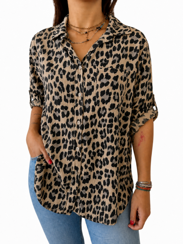 Bold Leopard Print Women’s Button Down Shirt