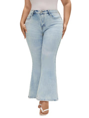 EMMIOL Flare Jeans for Women High Waisted Women's Stretch Bootcut Jeans | Plus Size Bell Bottom Denim Pants with Pockets,Y2K Look,Ripped Design