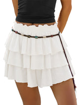 Mid Waist Tiered Ruffle Flowy Skort