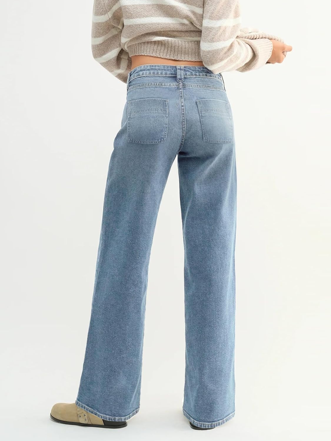 EMMIOL Womens Jeans Straight Leg,Mid-High Rise Baggy Denim Pants,Boyfriend Wide Leg,Loose Fit with Pocket,Runs Small; Size Up