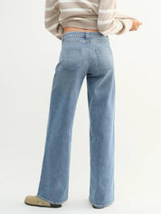 EMMIOL Womens Jeans Straight Leg,Mid-High Rise Baggy Denim Pants,Boyfriend Wide Leg,Loose Fit with Pocket,Runs Small; Size Up