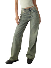 EMMIOL Women Baggy Jeans High Waist Boyfriend Streetwear Vintage Jeans Wide Leg Denim Pants