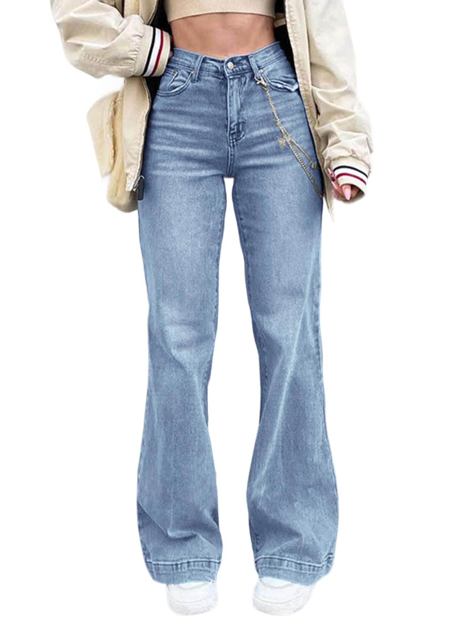 EMMIOL Women's Flare Jeans High Waist Stretch Bootcut Denim Pants | 70s Retro Jeans for Women Comfortable Casual, High Rise, Stretch, Button Front, Western Outfit for Women