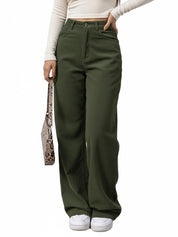 EMMIOL Corduroy Wide Leg Pants Women Casual Winter 2025 Elastic Waist Vintage Loose Trousers with Pockets