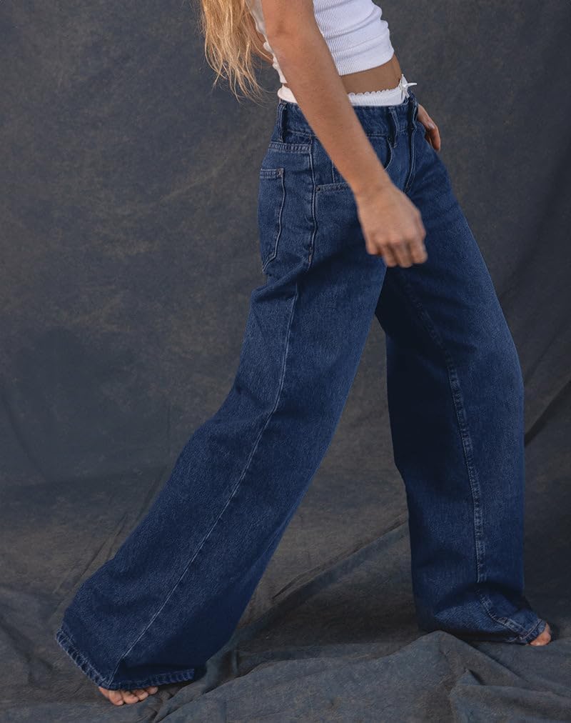 Low Rise Baggy Straight Leg Denim Pants