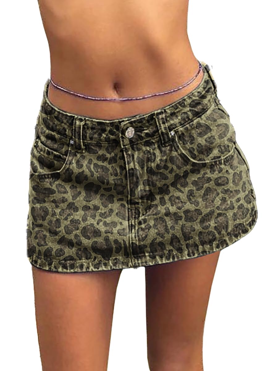Mid Rise Denim Mini Skort