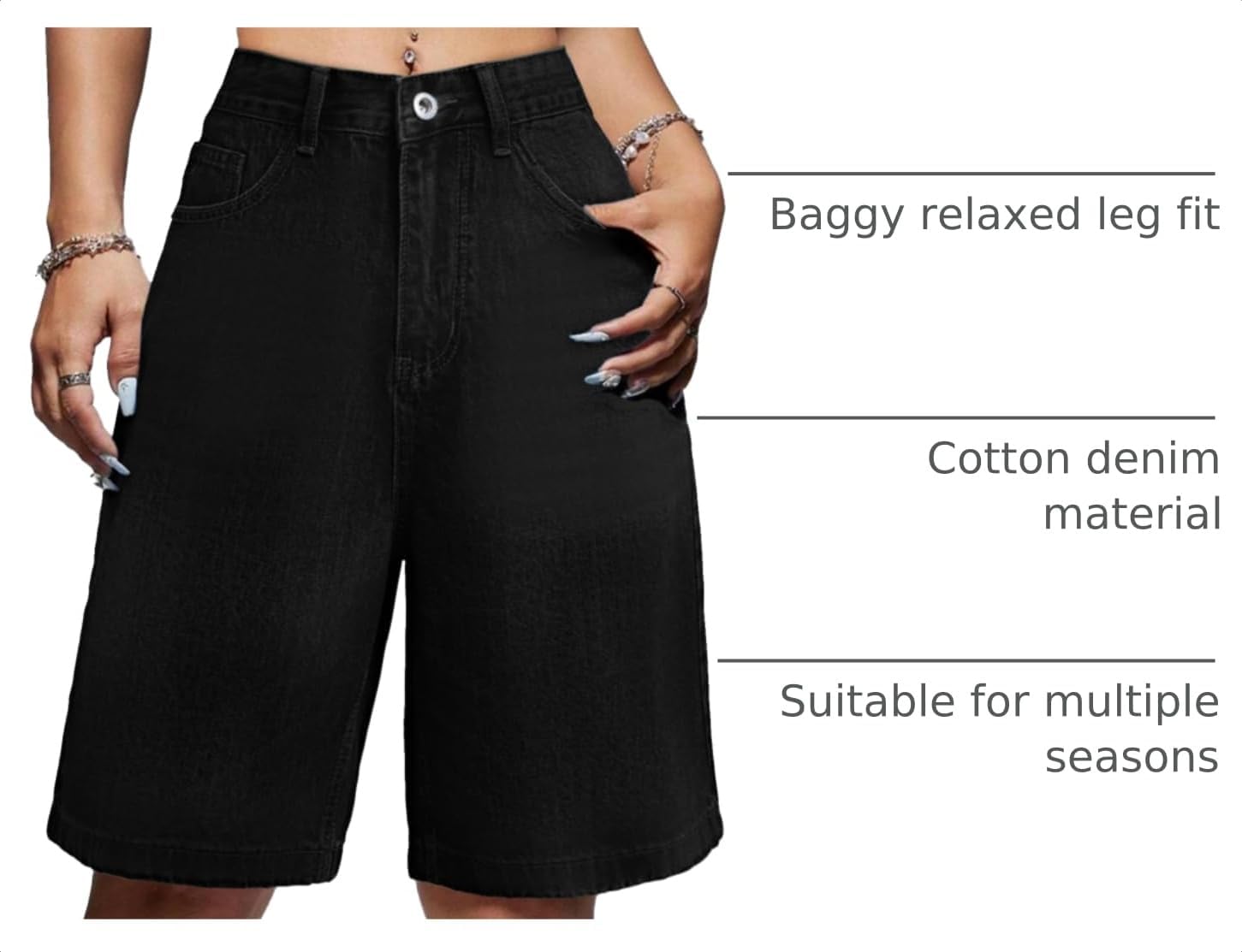 EMMIOL Women Jorts Baggy Jeans Shorts High Waisted Denim | Knee Length Y2K Bermuda Shorts Summer Hot Short Pants Streetwear
