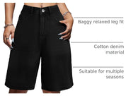 EMMIOL Women Jorts Baggy Jeans Shorts High Waisted Denim | Knee Length Y2K Bermuda Shorts Summer Hot Short Pants Streetwear