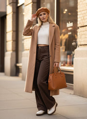 EMMIOL Corduroy Wide Leg Pants Women Casual Winter 2025 Elastic Waist Vintage Loose Trousers with Pockets