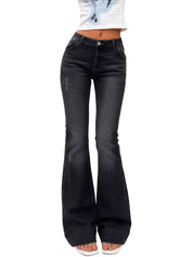 Mid High Waisted Stretch Bootcut Denim Pants