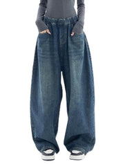 EMMIOL Women Baggy Jeans High Waist Boyfriend Streetwear Vintage Jeans Wide Leg Denim Pants