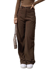 Elastic Waist Corduroy Wide Leg Trousers