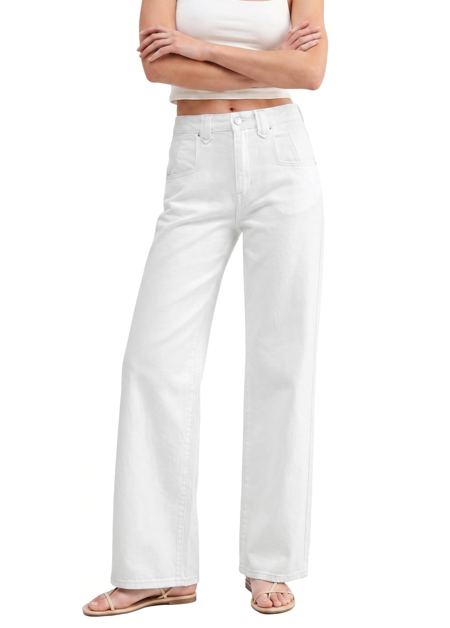 EMMIOL Womens Jeans Straight Leg,Mid-High Rise Baggy Denim Pants,Boyfriend Wide Leg,Loose Fit with Pocket,Runs Small; Size Up