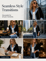 Ribbed Knit Jacket with Denim Trim