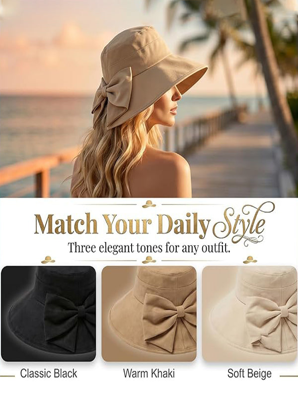 Women's Bow-Tie Wide-Brimmed Sun Hat