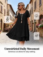 Flowing Sleeveless Double Layer Hem Dress