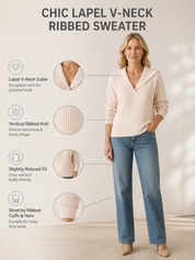 Womens Lapel Collar V Neck Pullover Sweaters