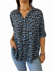 Bold Leopard Print Women’s Button Down Shirt
