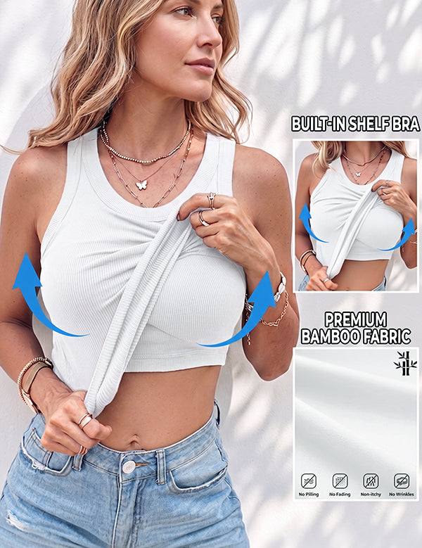 Bamboo Bra-Style Round Neckline Tank Top