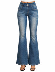 EMMIOL Mid-Low Rise Flare Jeans for Women, Y2K Baggy Boot Cut Flared Bootcut Wide Leg Womens Denim Pants Stretch