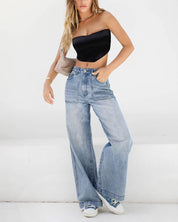 EMMIOL Women Baggy Jeans High Waist Boyfriend Streetwear Vintage Jeans Wide Leg Denim Pants