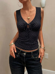 EMMMIOL Sleeveless Tank Top for Women - Sexy Babydoll Tie Up Crop Tops Y2K Cute Stretchy Going Out Clothes Summer Outfits