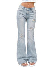 EMMIOL Stretchy Bootcut Jeans for Women High Waisted Womens Flare Jeans | Bell Bottom Jeans for Women, Trendy Y2K Jeans, Ripped Design, Mid High Rise Selection, Retro Denim Pants, Skinny jeans
