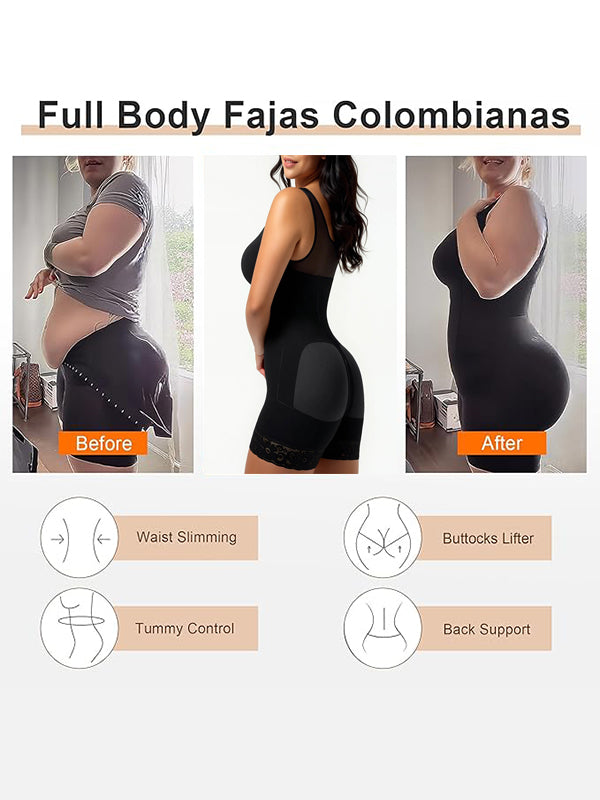 Women's built-in bra shapewear with zipper crotch