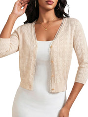 JOKELAMB Cropped Cardigan Sweater Shrug for Women - Button Down Short Sleeve Lightweight Knit Top Summer Machine Wash Clothes