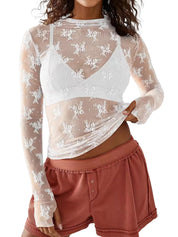 JOKELAMB Women's Lace Bolero Shrug, Sheer Floral Mesh Cropped Cardigan