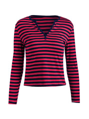 Womens Lace Long Sleeve Top Paneled Henley Shirts Y2k 2000s Fitted Going Out Tops Blouse