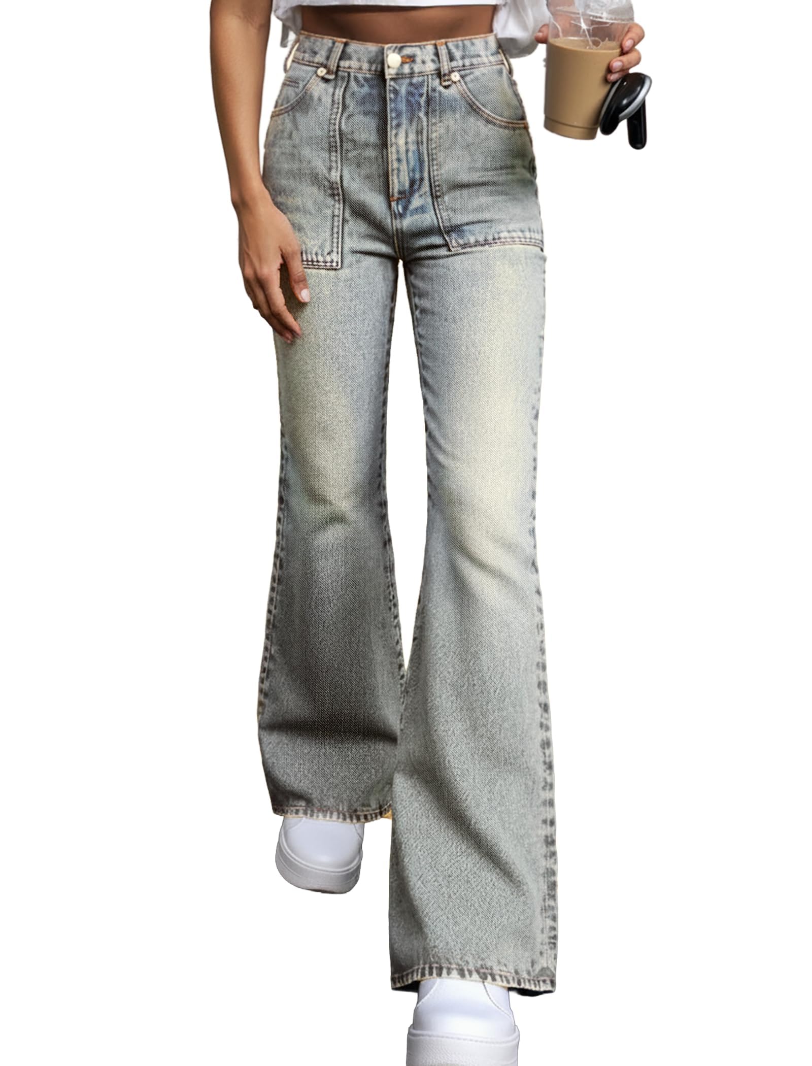 Mid Waisted Stretchy Bootcut Flare Denim Pants