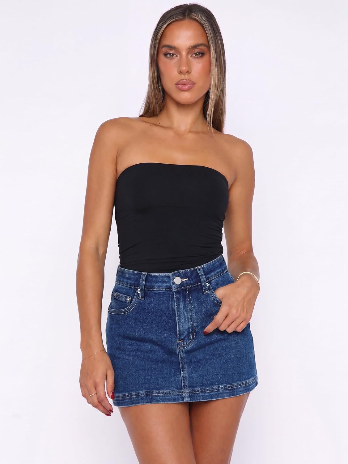 EMMIOL Denim Skort for Women High Waist Y2K Sexy Jean Mini Skirt | with Detachable Safety Shorts Pockets Strech 2026 Summer Trendy Clothes