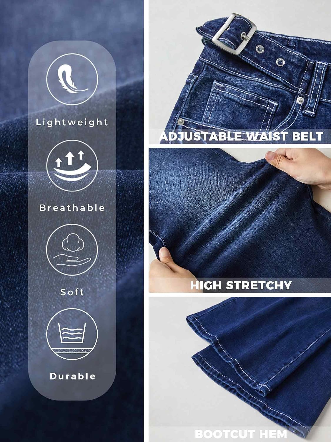 Women's Flare Wide Leg Jeans Stretchy High Waisted Bell Bottom 2026 Basic Bootcut Denim Pants