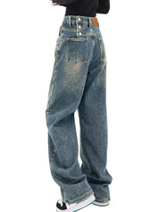 EMMIOL Women Baggy Jeans High Waist Boyfriend Streetwear Vintage Jeans Wide Leg Denim Pants