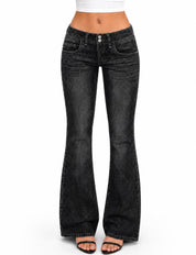 EMMIOL Mid-Low Rise Flare Jeans for Women, Y2K Baggy Boot Cut Flared Bootcut Wide Leg Womens Denim Pants Stretch