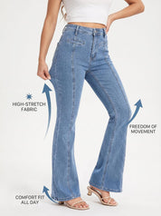 EMMIOL Jeans for Women High Waisted Women's Jeans with Star Patches, Vintage Y2K Denim Pants,Flare Style