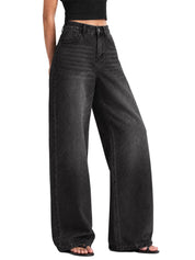 EMMIOL Baggy Jeans for Women High Waisted Womens Wide Leg Jeans Plus Size | Y2K Boyfriends Denim Pants, Casual Loose Wide Leg Jeans, Straight Leg, High Waist, 90s Vintage Baggy Pants with Pockets