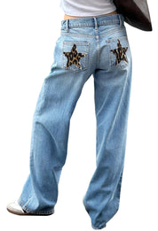 EMMIOL Jeans for Women High Waisted Women's Jeans with Star Patches, Vintage Y2K Denim Pants,Flare Style