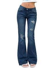 EMMIOL Stretchy Bootcut Jeans for Women High Waisted Womens Flare Jeans | Bell Bottom Jeans for Women, Trendy Y2K Jeans, Ripped Design, Mid High Rise Selection, Retro Denim Pants, Skinny jeans