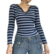Womens Lace Long Sleeve Top Paneled Henley Shirts Y2k 2000s Fitted Going Out Tops Blouse