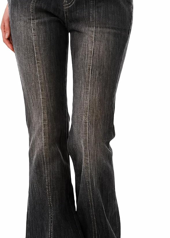 EMMIOL Mid-Low Rise Flare Jeans for Women, Y2K Baggy Boot Cut Flared Bootcut Wide Leg Womens Denim Pants Stretch