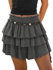 Women's Flowy Skort Skirt Tiered Ruffle Hem Mid Waist Summer Mini Skirt | Going Out Skirts Soft Stretchy Breathable Fabric Casual Bohemian Mini Shorts 2026 Summer Shorts