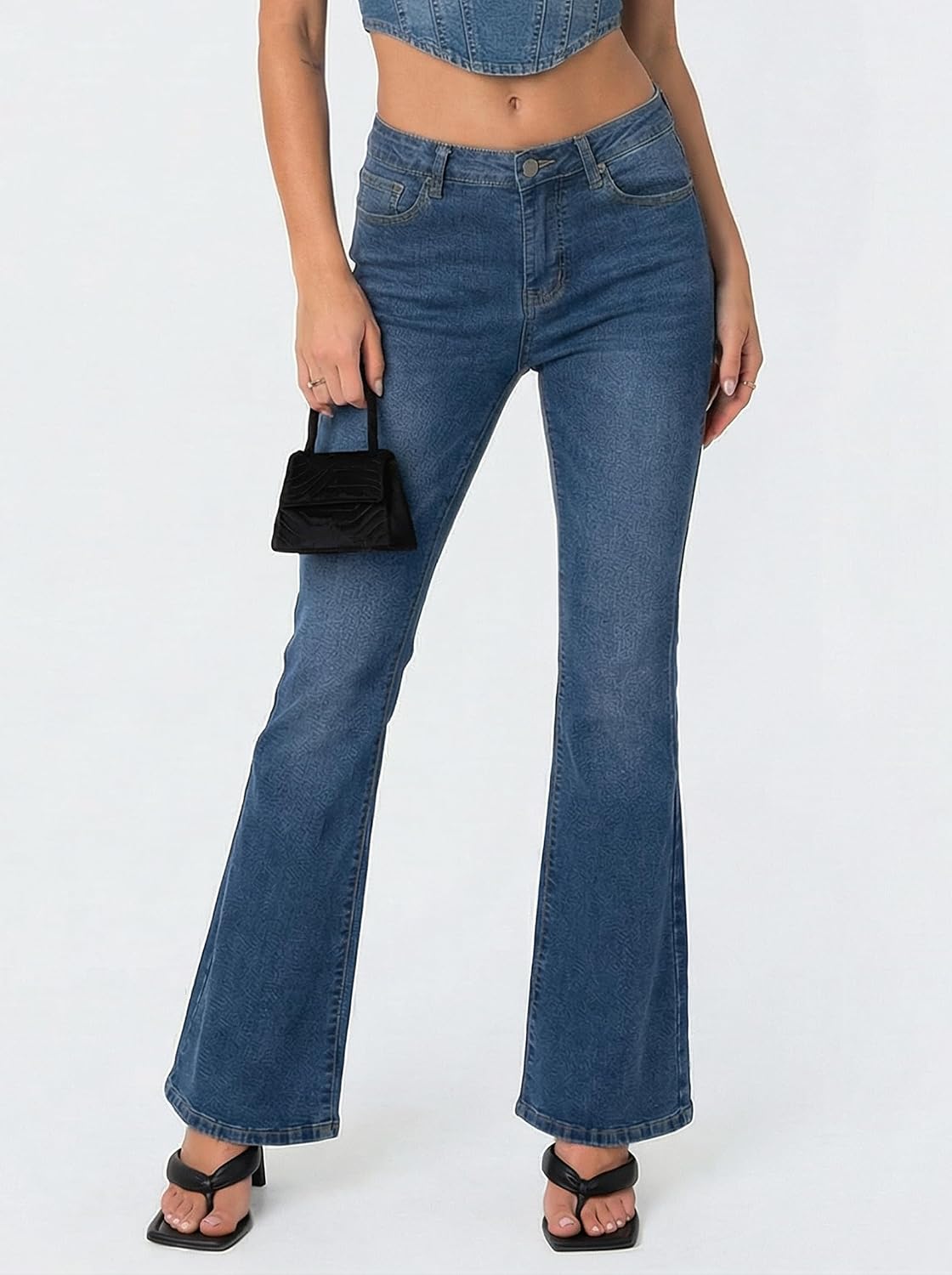 EMMIOL Stretchy Bootcut Jeans for Women High Waisted Womens Flare Jeans | Bell Bottom Jeans for Women, Trendy Y2K Jeans, Ripped Design, Mid High Rise Selection, Retro Denim Pants, Skinny jeans
