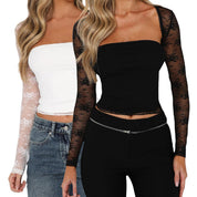 JOKELAMB Women's Lace Bolero Shrug, Sheer Floral Mesh Cropped Cardigan