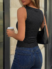 EMMMIOL Sleeveless Tank Top for Women - Sexy Babydoll Tie Up Crop Tops Y2K Cute Stretchy Going Out Clothes Summer Outfits