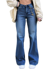EMMIOL Women's Flare Jeans High Waist Stretch Bootcut Denim Pants | 70s Retro Jeans for Women Comfortable Casual, High Rise, Stretch, Button Front, Western Outfit for Women