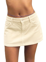 Mid Low Rise Corduroy A Line Mini Skirt