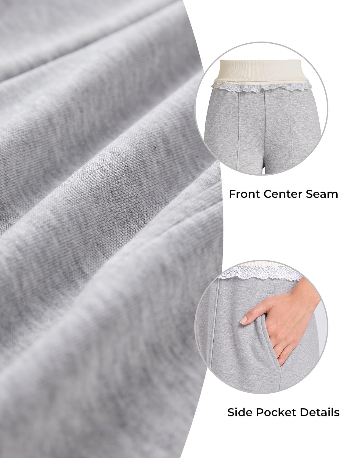 EMMIOL Wide Leg Sweatpants Women Foldover Lace Trim Baggy Lounge Pants | Stretchy Yoga Pants,Y2K Look,Back to School Outfits