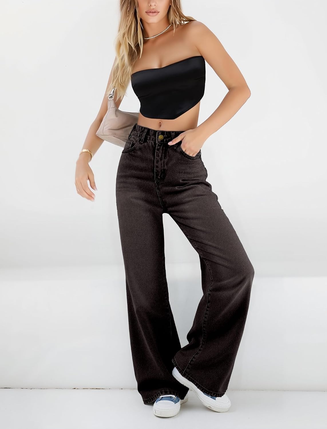 Women Baggy Jeans High Waisted Loose Fit Vintage Oversized Wide Leg Long Denim Pants Trousers